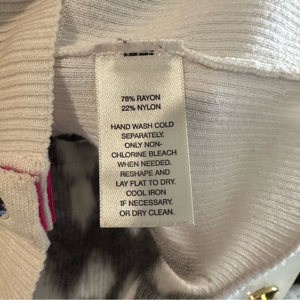 White House Black Market Floral Fleur De Lis Ikat Snap Cardigan Size‎ Large - Picture 5 of 7